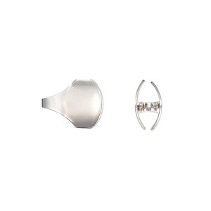 Cord end, glue-in, silver-plated brass, 14x11mm with 10x5mm inside diameter. Sold per pkg of 6.