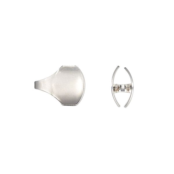 Cord end, glue-in, silver-plated brass, 14x11mm with 10x5mm inside diameter. Sold per pkg of 6. image number 0