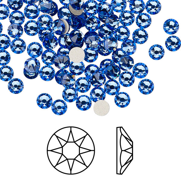 Flat back 144pk sapphire foil back, Crystal Passions® 3.8-4mm rose round SS16 2088 image number 0