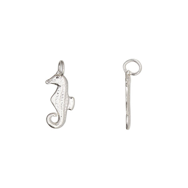 Charm 1pkg1 sterling silver 13x6mm seahorse perpendicular loop image number 0
