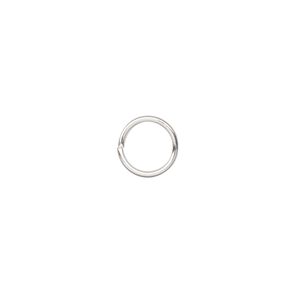 Jump ring, silver-plated brass, 9mm round, 7mm inside diameter, 18 gauge. Sold per pkg of 500.