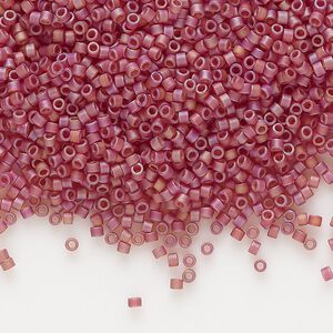 Seed bead, Delica®, glass, pkg/7.5g, #11 round, translucent matte rainbow dark cranberry (DB-0867).