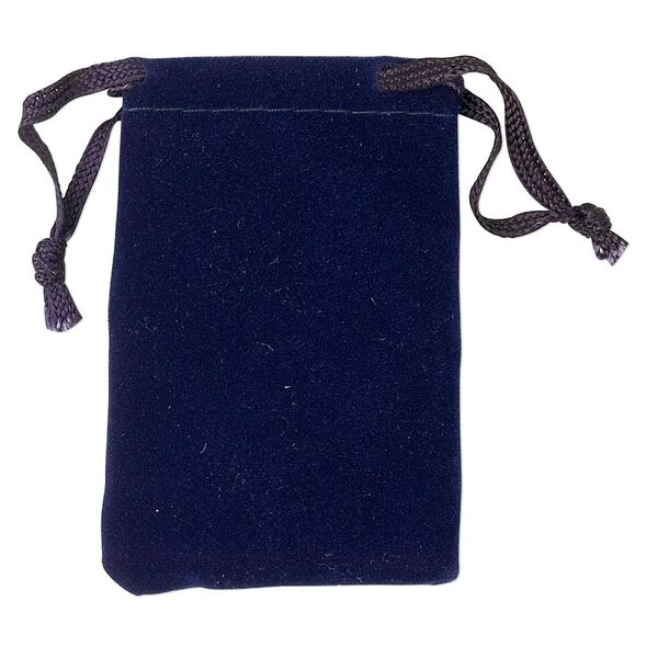 Pouch, flocked velveteen, blue, 3x2 inches with drawstring. Sold per pkg of 12. image number 0