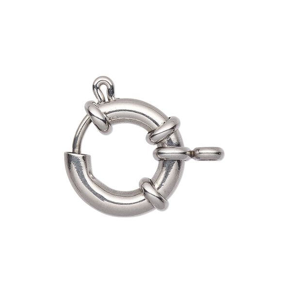 Clasp, springring, stainless steel, 19mm with nautical design. Sold individually. image number 0