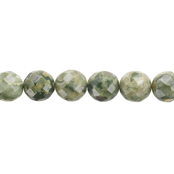 Bead, rhyolite (natural), 8mm faceted round, B+ grade, Mohs hardness 6-1/2 to 7. Sold per 15-1/2" to 16" strand. image number 0