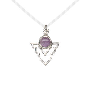 Amethyst / sterling silver 1pkg1, open arrowhead drop natural antiqued 15.5x14mm