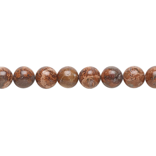 Bead, leopardskin jasper (natural), 6mm round, B grade, Mohs hardness 6-1/2 to 7. Sold per 15-1/2" to 16" strand. image number 0