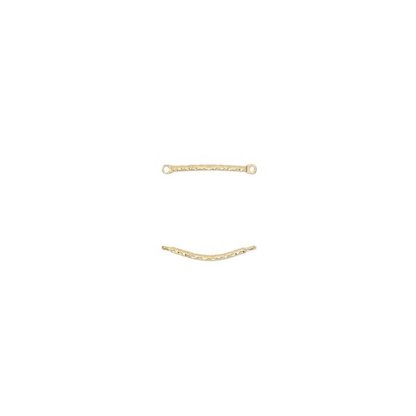Link, gold-plated brass, 20x3mm diamond-cut curved bar. Sold per pkg of 20. image number 0