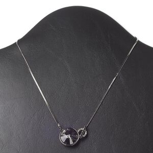 Necklace, glass and gunmetal-finished "pewter" (zinc-based alloy), smoke, 20mm faceted round, 16 inches with toggle clasp. Sold individually.