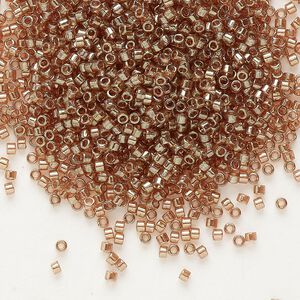 Seed bead, Delica®, glass, pkg/7.5g, #11 round, translucent gold luster peach topaz (DB-0102).