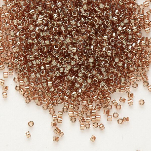 Seed bead, Delica®, glass, pkg/7.5g, #11 round, translucent gold luster peach topaz (DB-0102). image number 0
