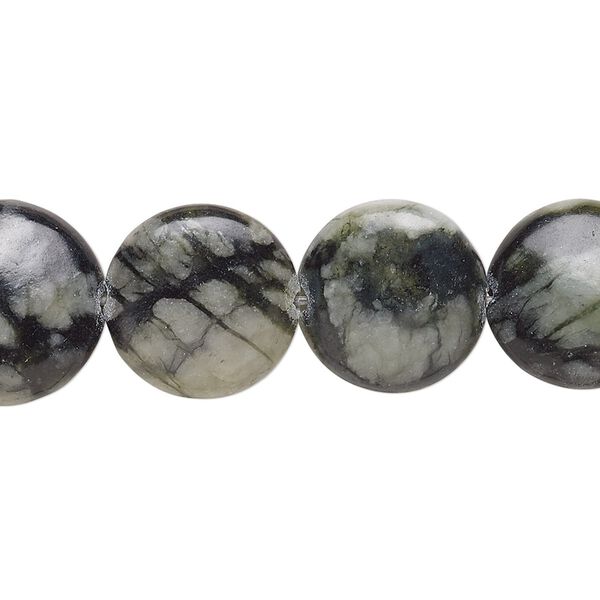 Picasso serpentine 1pkg1, puffed flat round bead natural 15 inch 14mm image number 0