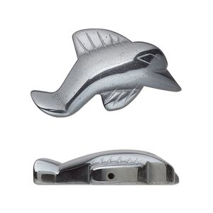 Hemalyke™ 1pkg2, half-drilled 1-sided dolphin focal 31x18mm