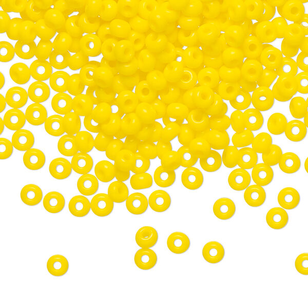 Seed bead, Preciosa Ornela Czech glass, pkg/50g, #8 rocaille, opaque yellow, (83130). image number 0