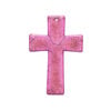 "Magnesite" / resin 1pkg1, top-drilled cross focal pink / brown 60x40mm image number 1