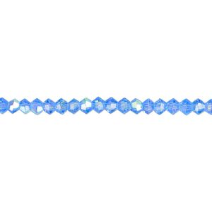 Bead 1pk 16 facets translucent light blue AB, Celestial Crystal® 3mm bicone 15.5-16 inch