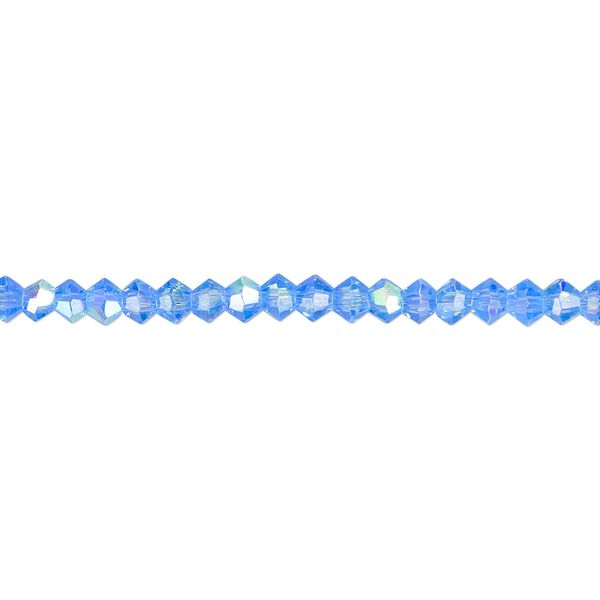 Bead 1pk 16 facets translucent light blue AB, Celestial Crystal® 3mm bicone 15.5-16 inch image number 0