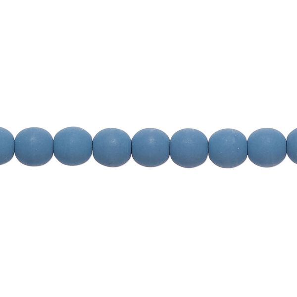 Bead, coated glass, opaque matte dark navy blue, 6mm round. Sold per 7-inch strand, approximately 30 beads. image number 0