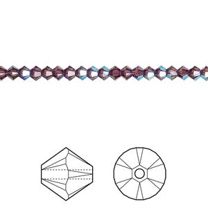 Bead 1440pk amethyst shimmer, Swarovski® 3mm XILION bicone 5328