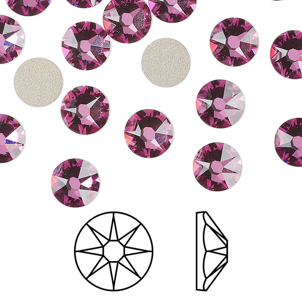 Flat back 12pk dark rose foil back, Crystal Passions® 7.07-7.27mm rose round SS34 2088 image number 0