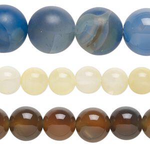 Agate 1pkg3, round bead 15 inch mix 8-14mm