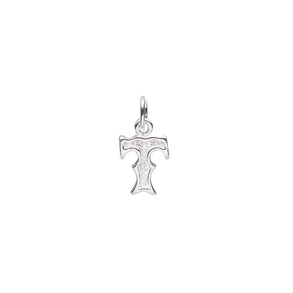 Charm, sterling silver, 9x7mm fancy block alphabet letter "T." Sold individually. image number 0