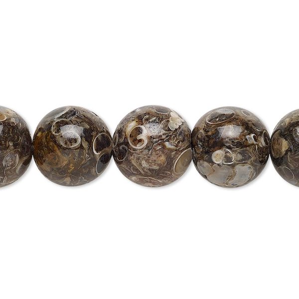 Turritella agate 1pkg1, round bead 15.5-16 inch 12mm image number 0