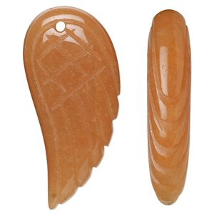 Red aventurine 1pkg1, hand-cut top-drilled 2-sided wing focal natural 38x18mm-40x19mm