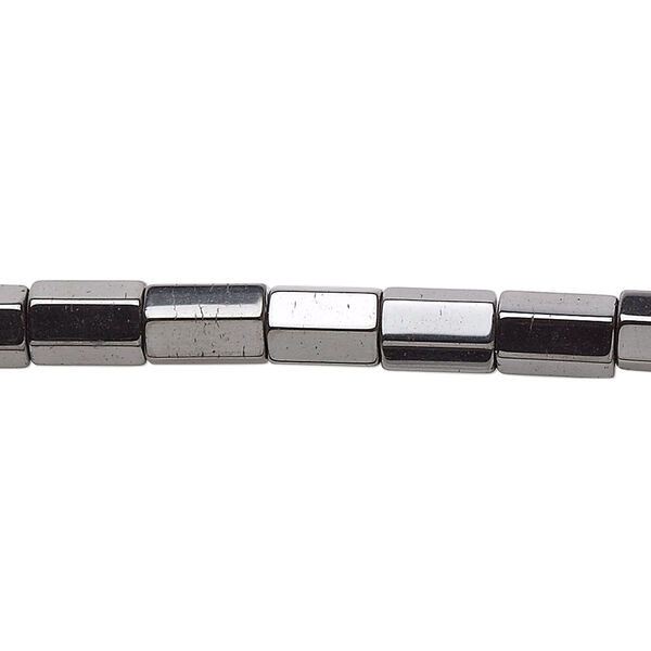Bead, Hemalyke™ (man-made), magnetic, 8x6mm faceted tube. Sold per 15-1/2" to 16" strand. image number 0