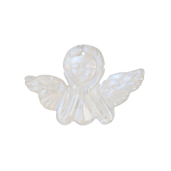 Focal, rainbow moonstone (natural), 29x19mm-31x21mm hand-cut angel, B grade, Mohs hardness 6 to 6-1/2. Sold individually. image number 0