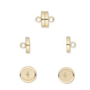 Clasp, magnetic barrel, gold-plated steel, 8x4mm. Sold per pkg of 10.