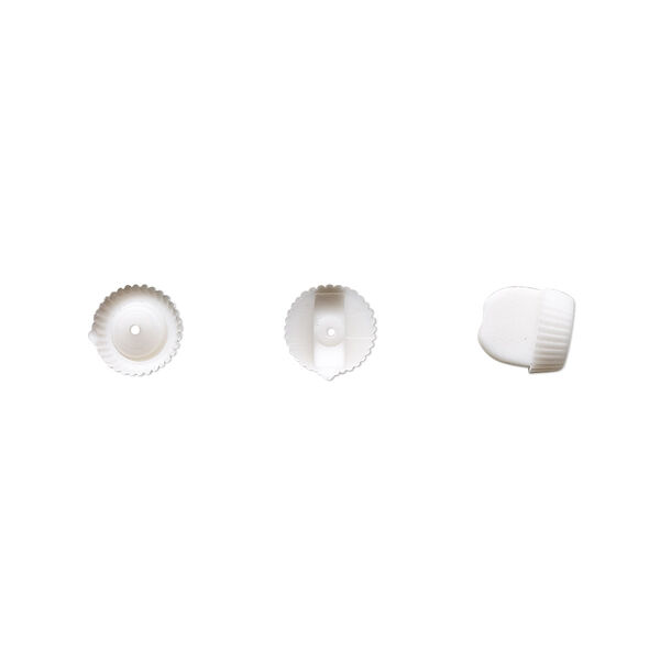 Earnut, rubber, white, 6x5mm scalloped. Sold per pkg of 50 pairs. image number 0