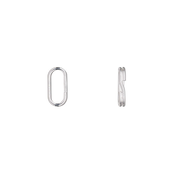 Split ring, silver-plated steel, 10x5mm oval with 8x3mm hole. Sold per pkg of 100. image number 0