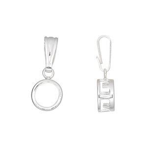 Pendant, sterling silver, smooth round, 22x9mm, 8mm round setting. Sold individually.