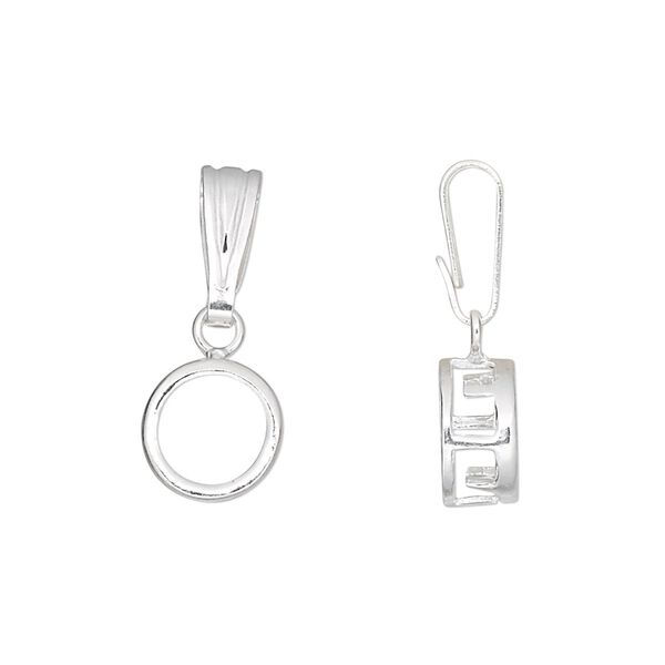 Pendant, sterling silver, smooth round, 22x9mm, 8mm round setting. Sold individually. image number 0