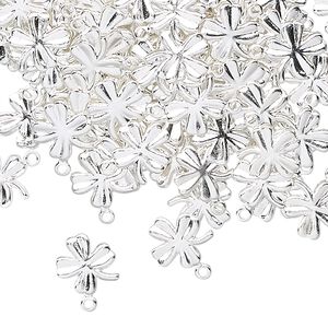 Charm, silver-plated brass, 8mm clover. Sold per pkg of 50.