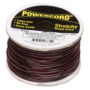 Cord, Powercord®, elastic, brown, 2mm, 21.5-pound test. Sold per 25-meter spool.