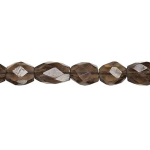 Smoky quartz 1pkg1, hand-cut faceted oval bead 15.5-16 inch 8x6mm