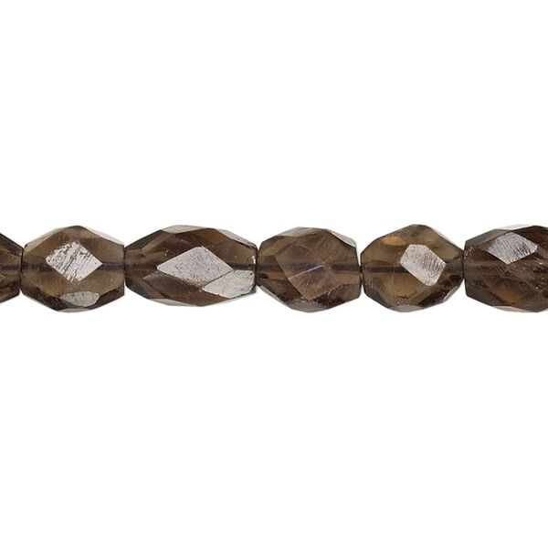 Smoky quartz 1pkg1, hand-cut faceted oval bead 15.5-16 inch 8x6mm image number 0