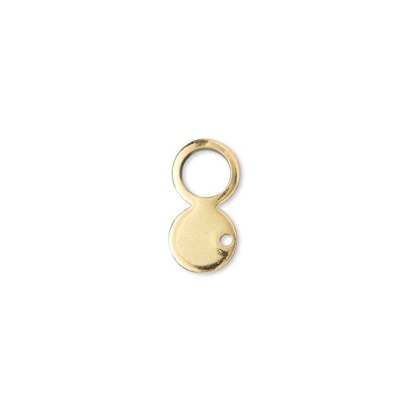 Link, gold-plated brass, 14x7mm loop and flat round, 1 hole. Sold per pkg of 100. image number 0