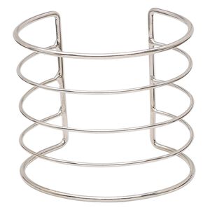 Bracelet component, cuff, imitation rhodium-plated steel, 68x60mm wide with 5 bars, 7 to 7-1/2 inches. Sold individually.