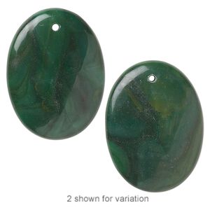 African aventurine 1pkg1, flat oval focal natural 40x30mm