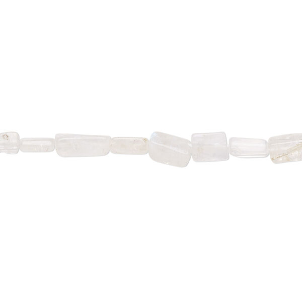 Bead, rainbow moonstone (natural), 5x3mm-10x5mm hand-cut flat rectangle, C grade, Mohs hardness 6 to 6-1/2. Sold per 14-inch strand. image number 0