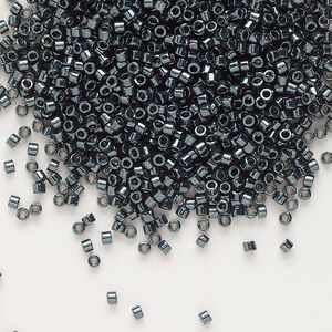 Seed bead, Delica®, glass, pkg/7.5g, #11 round, opaque nickel-plated dyed color midnight blue (DB-0465).