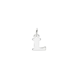 Charm, sterling silver, 8x7mm single-sided block alphabet letter "L." Sold individually.
