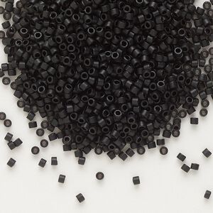 Seed bead, Delica®, glass, pkg/50g, #11 round, opaque matte black (DB-0310).
