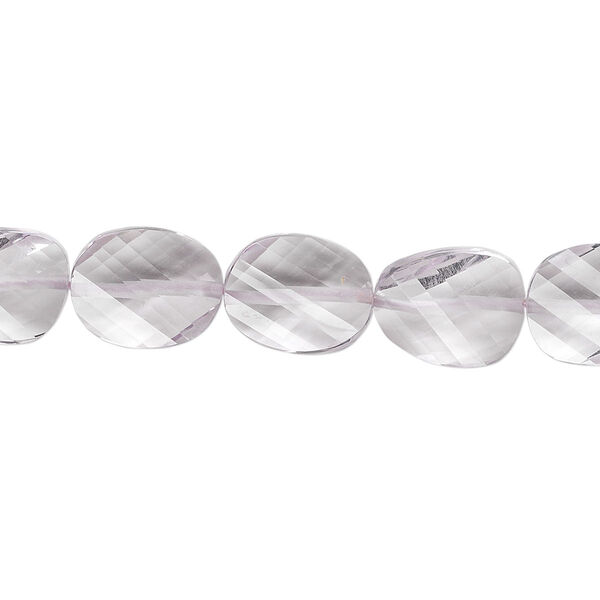 Bead, lavender amethyst (natural), 11x9mm hand-cut faceted twisted flat oval, B+ grade, Mohs hardness 7. Sold per pkg of 5. image number 0