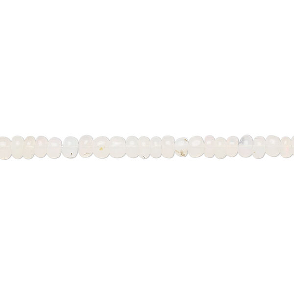 Bead, Ethiopian white opal (natural), 3x1mm-4x2mm hand-cut rondelle, B+ grade, Mohs hardness 5 to 6-1/2. Sold per 16-inch strand. image number 0