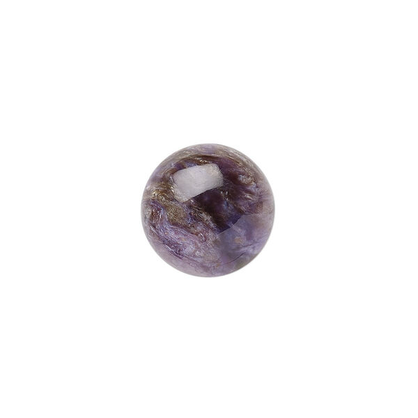 Cabochon, charoite (stabilized), 12mm calibrated round, B grade, Mohs hardness 5 to 6. Sold individually. image number 0
