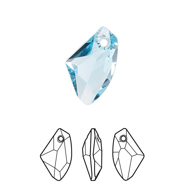 Drop 1pk aquamarine, Crystal Passions® 19x11mm pendant galactic vertical 6656 image number 0